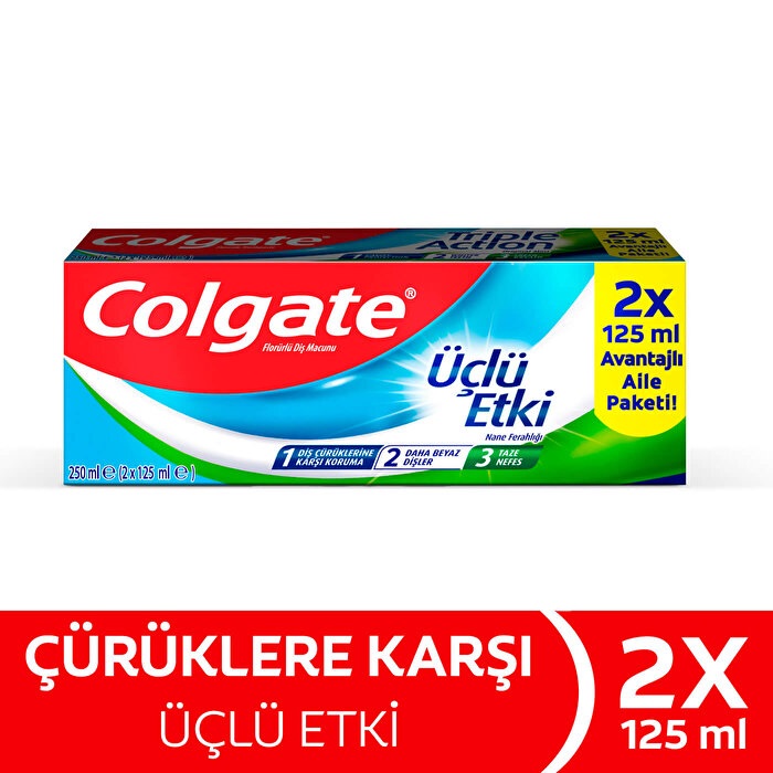 Colgate Üçlü Etki Diş Macunu 125 Ml + 125 Ml 2'li Paket