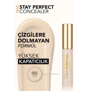 Flormar Stay Perfect Yüksek Pigmentli & Yarı Mat Bitişli Likit Kapatıcı 002 Light - Thumbnail