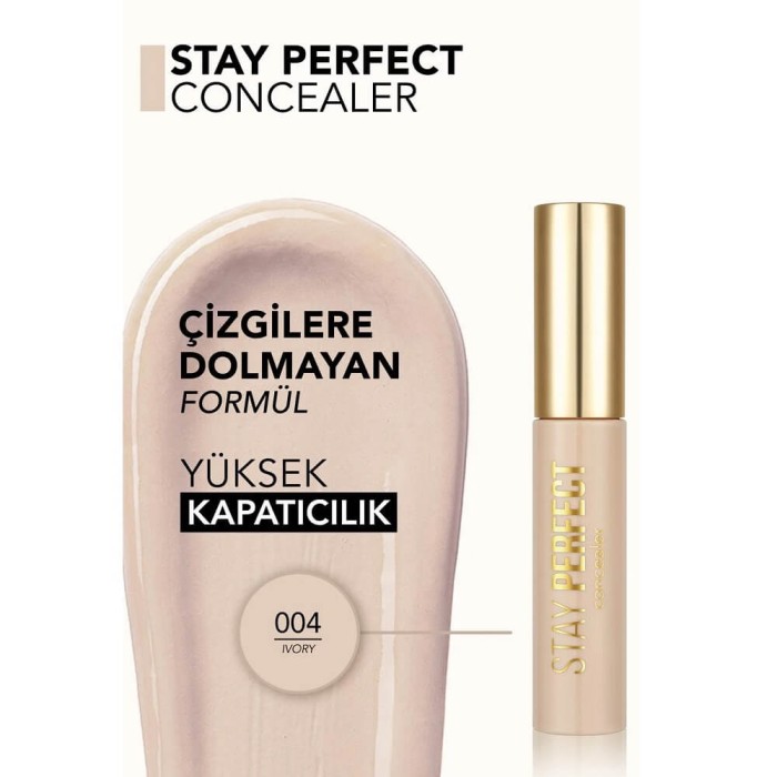 Flormar Stay Perfect Yüksek Pigmentli & Yarı Mat Bitişli Likit Kapatıcı 004 Ivory