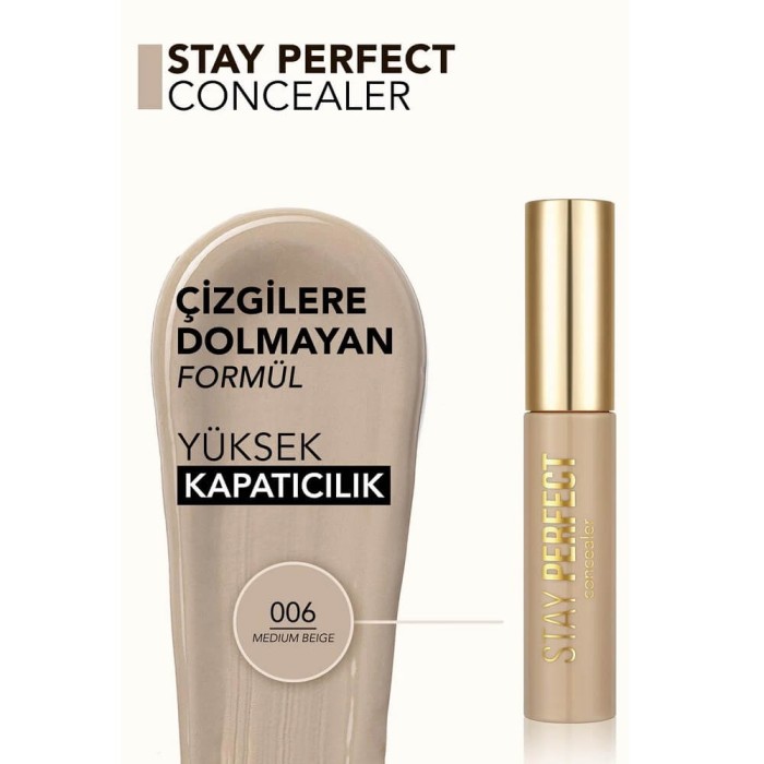 Flormar Stay Perfect Yüksek Pigmentli & Yarı Mat Bitişli Likit Kapatıcı 006 Medium Beige