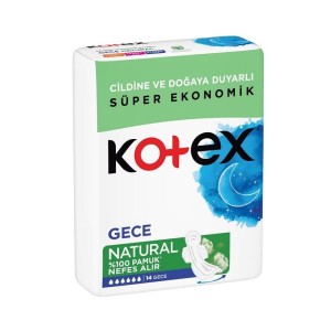 Kotex - Kotex Natural Ultra Quadro Gece Hijyenik Ped 14'lü
