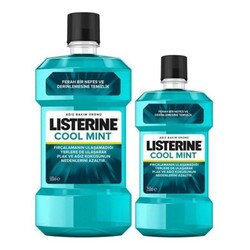 Listerine - Listerine Cool Mint Ağız Suyu 500 Ml + 250 Ml Set