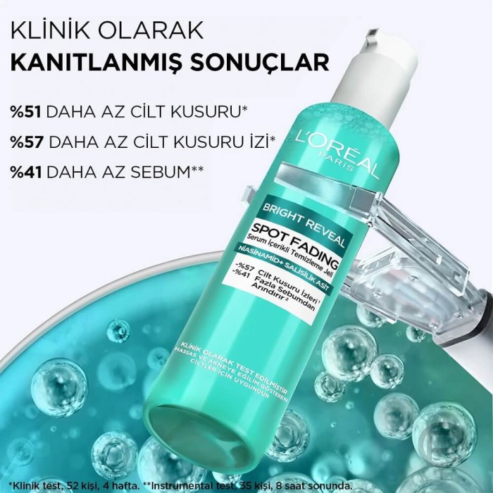 L'Oréal Paris Bright Reveal Cilt Kusuru İzi Karşıtı, Serum İçerikli Temizleme Jeli Niasinamid+Salisilik Asit 150 Ml