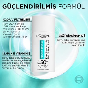 L'Oréal Paris Bright Reveal Spf 50+ Koyu Leke Karşıtı Fluid Günlük Yüz Güneş Kremi 50 Ml - Thumbnail