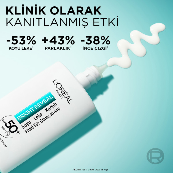 L'Oréal Paris Bright Reveal Spf 50+ Koyu Leke Karşıtı Fluid Günlük Yüz Güneş Kremi 50 Ml