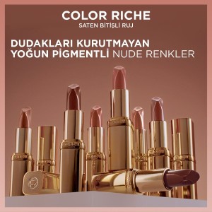 L'Oréal Paris Color Riche Saten Bitişli Ruj 505 Nude Resilient - Thumbnail