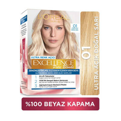 L'Oréal Paris Excellence Pure Blonde Saç Boyası 01 Ultra Açık Doğal Sarı