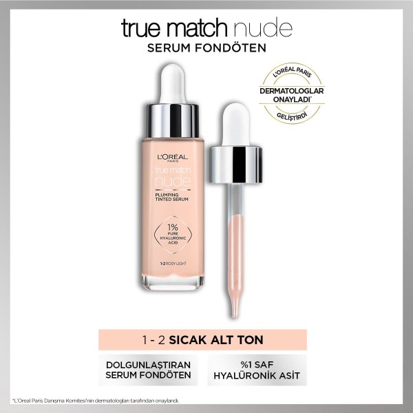 L'Oréal Paris True Match Nude Fondöten Serum 1-2 Rosy Light