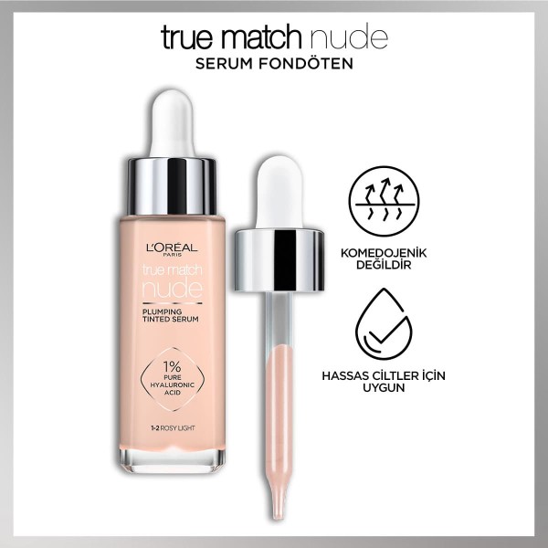 L'Oréal Paris True Match Nude Fondöten Serum 1-2 Rosy Light