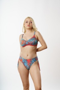 Louren Mayo - Louren B1810 Taşlı Luplu Top Bikini Takımı Kırmızı 42