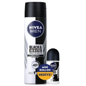 Nivea Black&White Invisible Deo 150 Ml+Mini Roll-On Set - Thumbnail