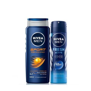 Nivea - Nivea Fresh Erkek Sprey Deodorant 150 Ml + Sport Duş Jeli 250 Ml Set