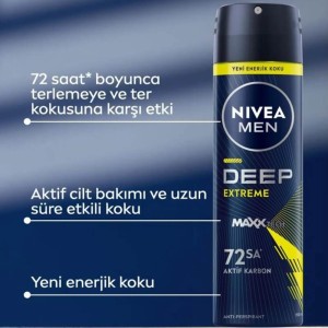 Nivea Men Erkek Sprey Deodorant Deep Extreme 150 Ml - Thumbnail