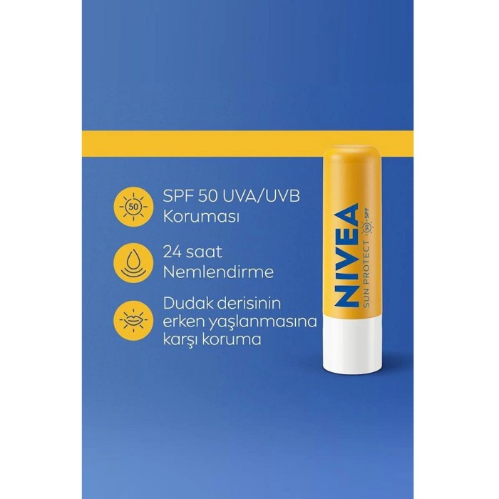 Nivea Yüksek Güneş Korumalı SPF50+ Dudak Bakım Kremi 4.8 Gr