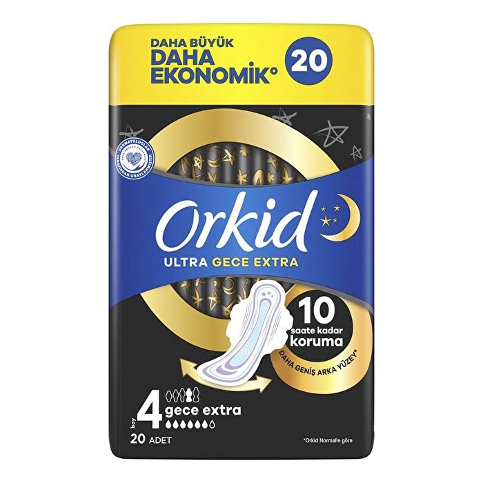 Orkid Ultra Ekstra Dörtlü Paket Hijyenik Ped Gece Ekstra 20'li