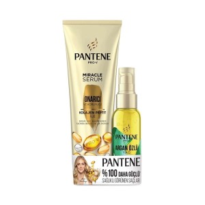 Pantene - Pantene Saç Bakım Serumu Argan Yağlı Elixir 100 Ml + Onarıcı ve Koruyucu Serum 200 Ml Set