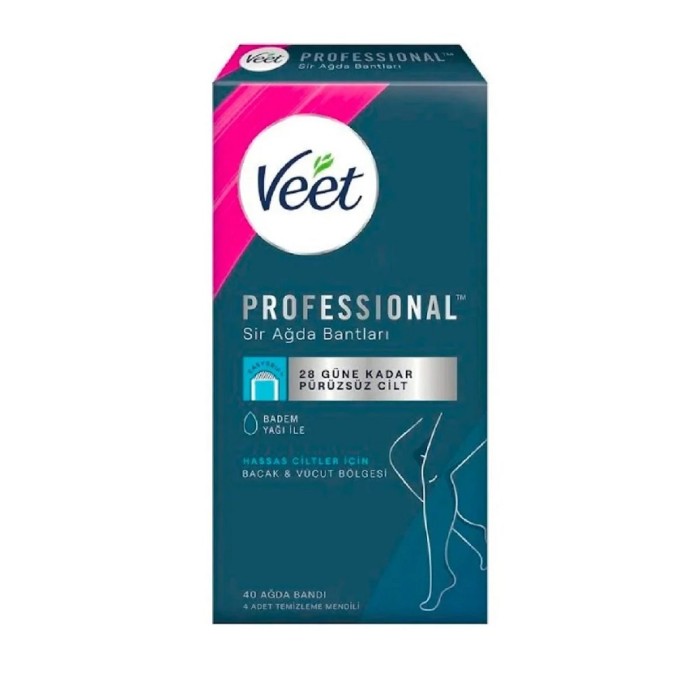 Veet Professional Sir Ağda Bandı Hassas Cilt Bacak ve Bikini Bölgesi 40 Adet